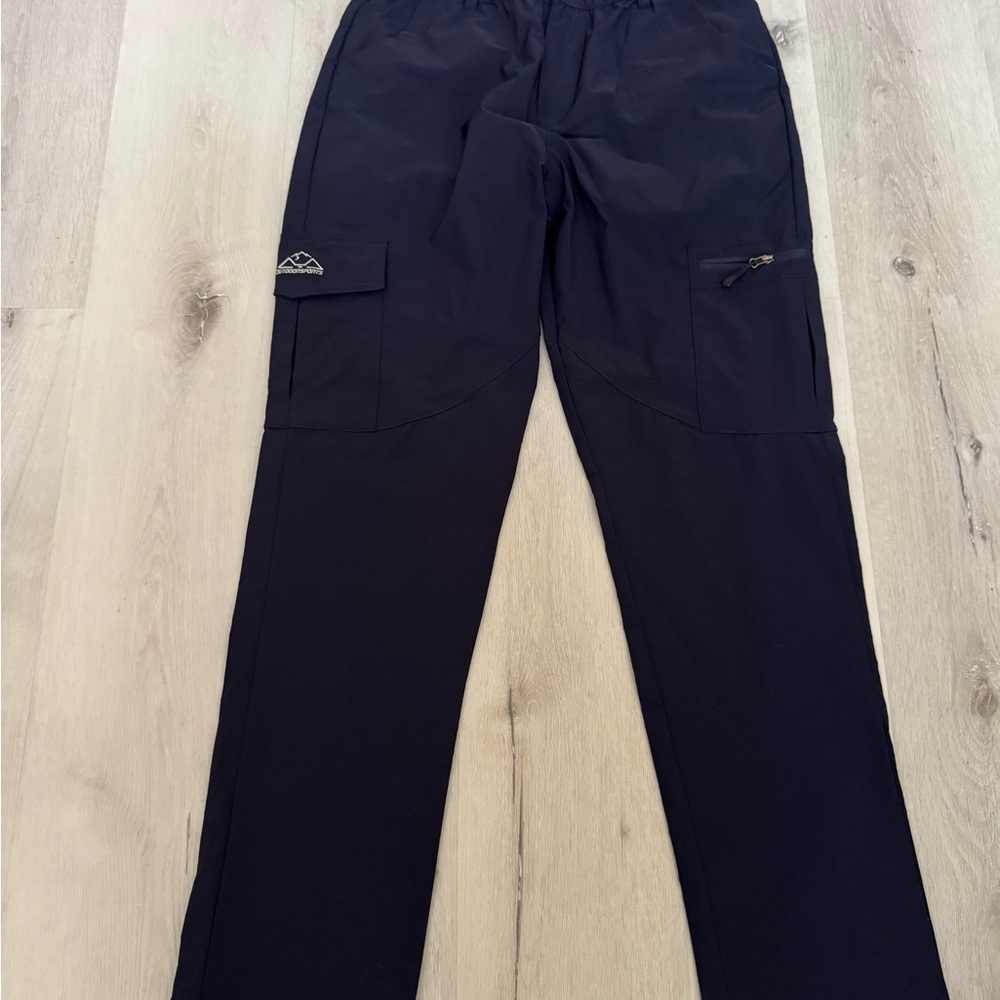 Black Track Pants with Straight Leg and Flat-Front Waistband